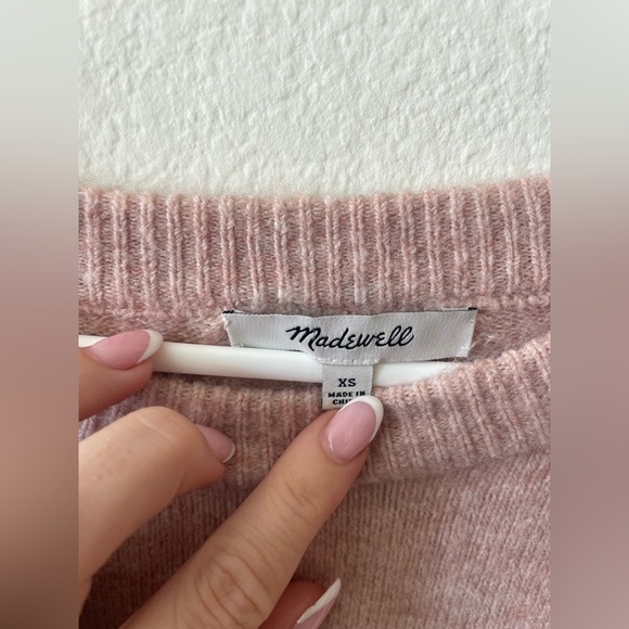 Madewell pink gladwell balloon sleeve pullover crew sweater in heather rose - Picture 2 of 4